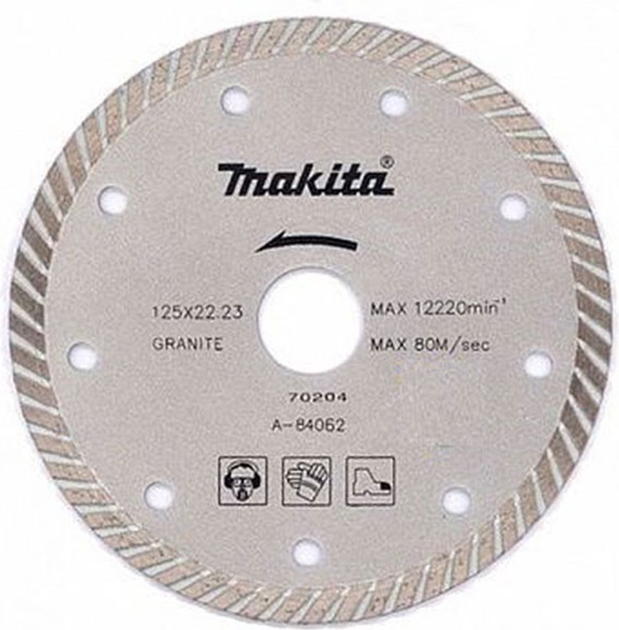 Алмазний диск Makita Diamond Blade Turbo A-84062 125 x 22.23 x 2.1 мм (88381187664) - зображення 1