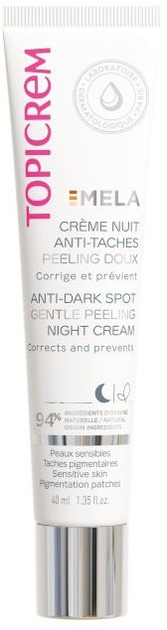 Крем для обличчя Topicrem Mela Anti-Dark Spot Gentle Peeling Night 40 мл (3700281704730) (955555911850145) - Уцінка - зображення 1