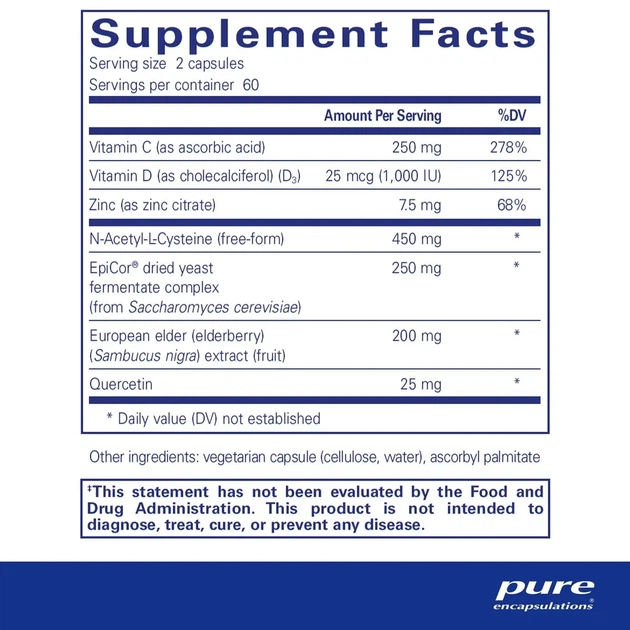 Вітаміни для імунітету з ацетилцистеїном Pure Encapsulations (PureDefense with NAC) 120 капсул - зображення 5
