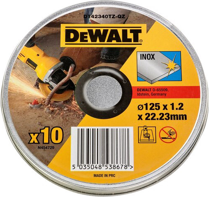 Набір абразивних дисків DeWalt 125 мм 10 шт. (DT42340TZ-QZ) - зображення 1