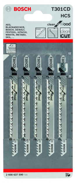 Набір полотен для електролобзика Bosch T 301 CD 5 шт (3165140016308) - зображення 2