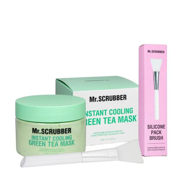 Охлаждающая маска с экстрактом зеленого чая Mr.Scrubber Instant Cooling Green Tea Mask + силиконовый шпатель в комплекте - изображение 4