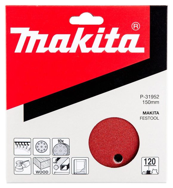 Шліфувальний папір Makita K120 150 мм 10 шт (P-31952 ) - зображення 1