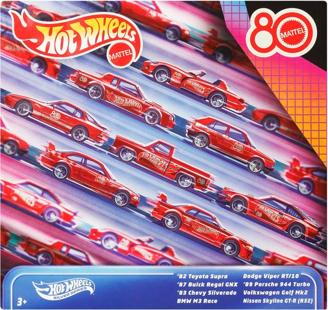 Тематичний набір з 8 машинок Hot Wheels 80 років драйву Mattel JGK09 (194735315796) - зображення 5