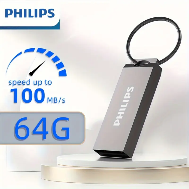 USB Флешка Карта памяти PHILIPS Брелок Накопитель 64Гб металлическая Черная - Фото 1 USB Флешка Карта памяти PHILIPS Брелок Накопитель 64Гб металлическая Черная - изображение 1