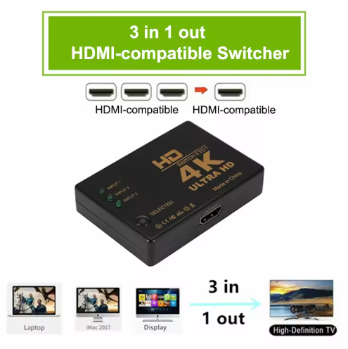 HDMI разветвитель двунаправленный/ свич сплиттер HDMI коммутатор 4K (3-х портовый переключатель) - изображение 5