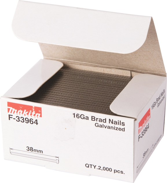 Gwoździe Makita F-33964 16GA 38 x 1.6 mm 2000 szt (88381294522) - obraz 1