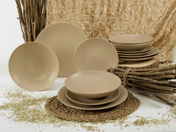 Набор столовой посуды CreaTable Vesuvio Sand из 12 предметов на 4 персоны керамогранит песочно-бежевый - изображение 7