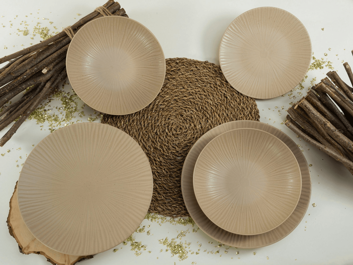 Набор столовой посуды CreaTable Vesuvio Sand из 12 предметов на 4 персоны керамогранит песочно-бежевый - изображение 8