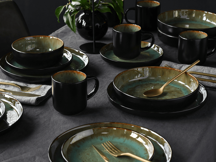 Набор столовой посуды CreaTable Nordic Fjord Green из 16 предметов на 4 персоны керамика зеленый - изображение 5