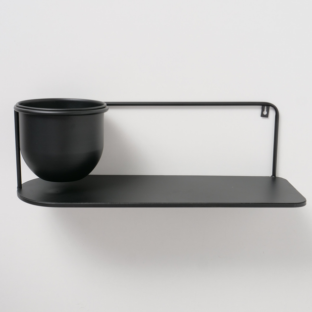 Metalowa półka z osłonką na roślinę Boltze PLUTO 55 x 18 cm czarny (4066076406944) - obraz 2