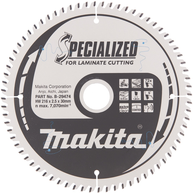Пильний диск Makita B-29474 216 x 30 мм 72Z (0088381416627) - зображення 1