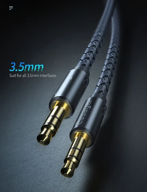 Кабель аудио Essager 3.5mm Aux mini Jack male-male 0.5 м Dark Gray (EYP35-DYB0G) - изображение 2