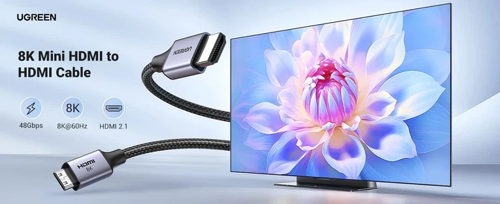 Кабель Ugreen Mini HDMI to HDMI 8K Cable 1 м Black (HD163) - изображение 8