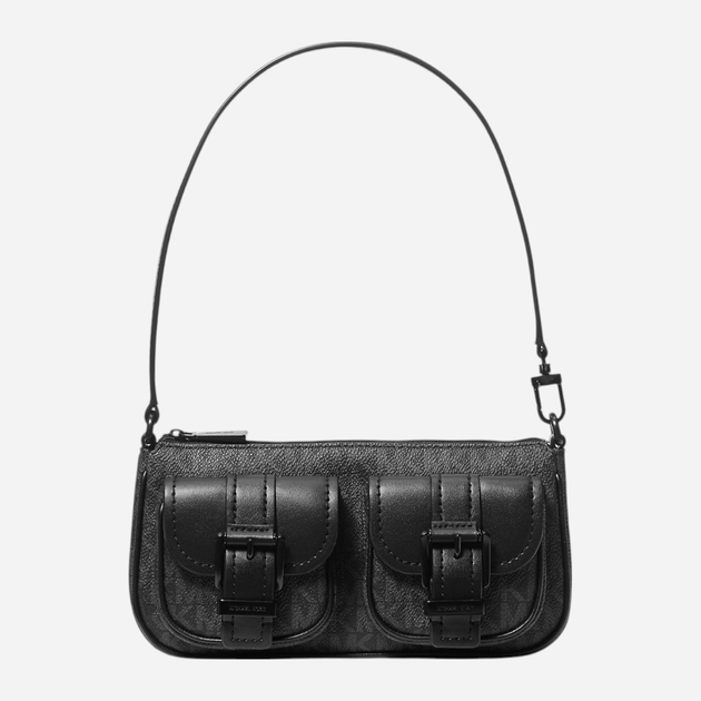 Сумка багет жіноча зі штучної шкіри маленька Michael Kors Zoey 32T5TZCU1B 001 Чорна (800070345267) - зображення 1