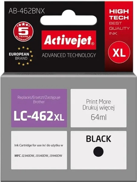 Tusz Activejet do Brother LC-462XLBK Black 64 ml (AB-462BNX) - obraz 1