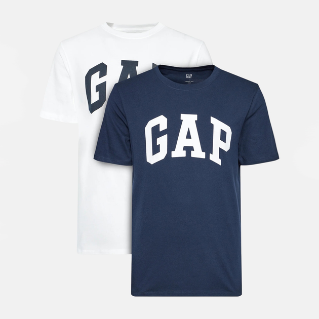 Набір футболок бавовняних довгих чоловічих GAP 885595-01 2XL 2 шт Синій/Білий (1200133154383) - зображення 1