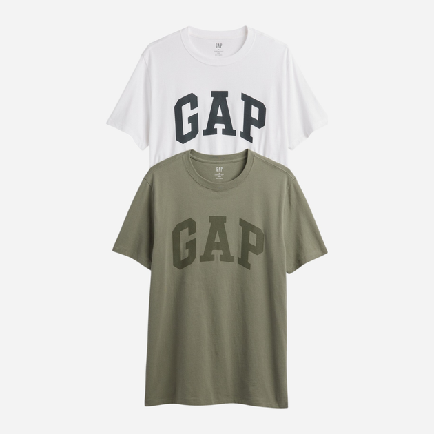 Набір футболок бавовняних довгих чоловічих GAP 885595-04 XL 2 шт Оливковий/Білий (1200146427153) - зображення 1