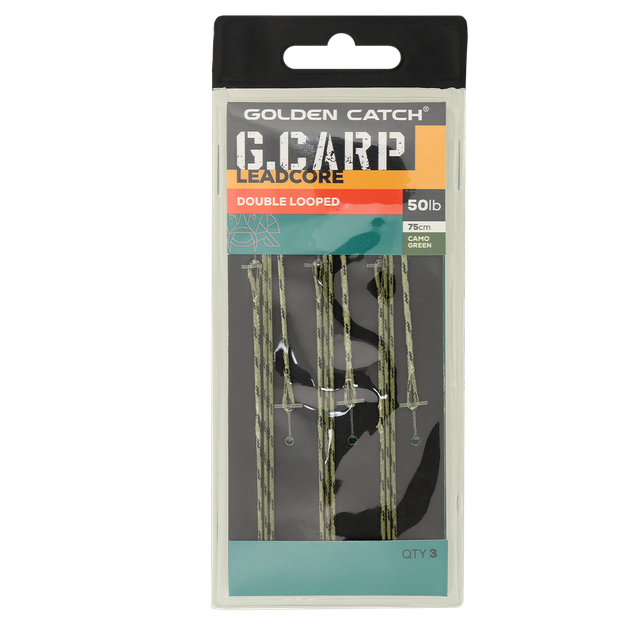 Оснащення коропове GC G.Carp Double Looped Leadcore 75см 50lb (3шт) Caмo Green - зображення 3