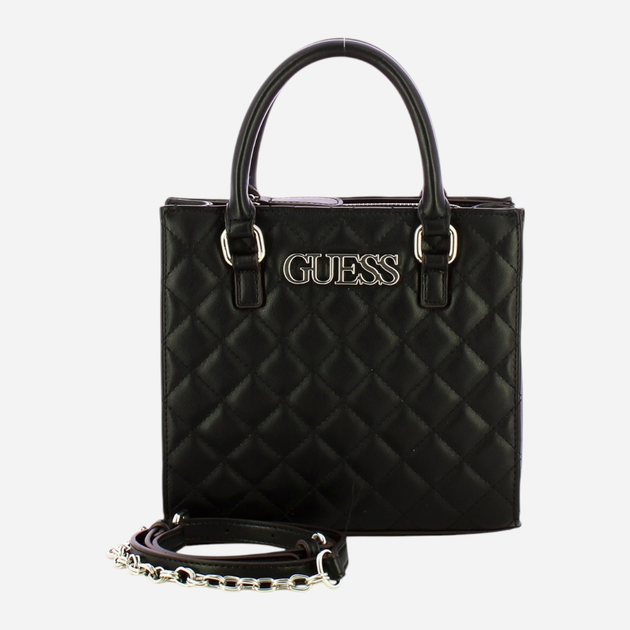 Сумка крос-боді через плече жіноча зі штучної шкіри маленька Guess Alazne HWALAZP3504 BLA Чорна (800070346613) - зображення 4