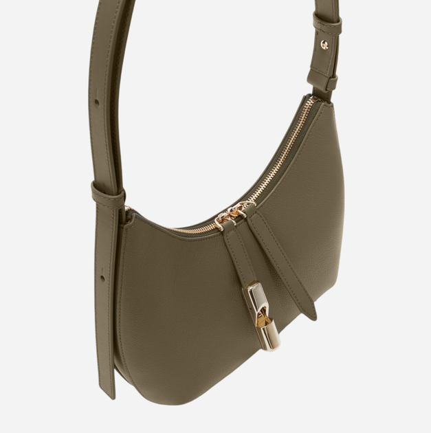 Сумка багет жіноча з натуральної шкіри маленька Furla Goccia WB01500BX33532810S1007 Зелена (800070344979) - зображення 3