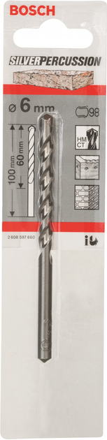 Свердло по бетону Bosch Silver Percussion 6 x 100 мм (2608597660) - зображення 1