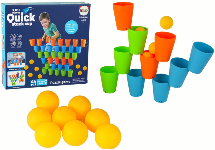 Логічна гра LEAN Toys Cups Puzzle 3 в 1 44 елементи 16248 (5905679077818) - зображення 2