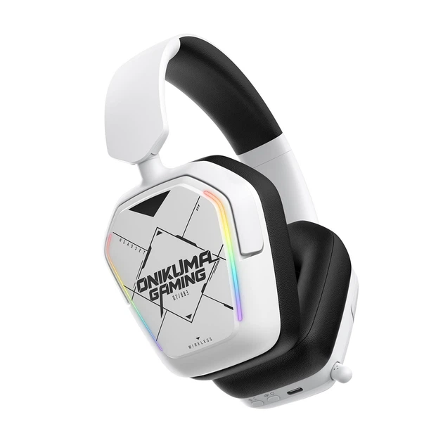 Игровые беспроводные наушники Onikuma GT883I с RGB-подсветкой, микрофоном, Bluetooth + 2.4G + Type-C, для ПК, PS4, PS5, телефона White - Фото 2 Игровые беспроводные наушники Onikuma GT883I с RGB-подсветкой, микрофоном, Bluetooth + 2.4G + Type-C, для ПК, PS4, PS5, телефона White - изображение 2