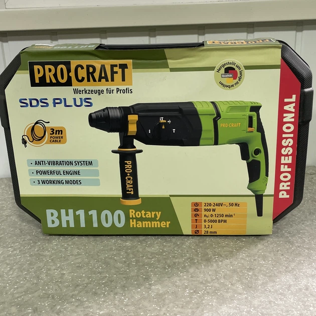 Перфоратор Procraft BH1100 SDS+ 900Вт, 3.2 Дж, 3 режими, кейс, комплектація - изображение 7
