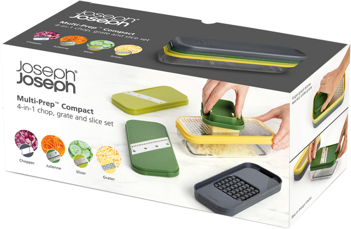Терка Joseph Joseph Multi-Prep Compact з контейнером і 4 лопатями 11 x 22.5 x 10.5 см (5028420008418) - зображення 2