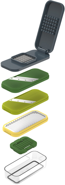 Терка Joseph Joseph Multi-Prep Compact з контейнером і 4 лопатями 11 x 22.5 x 10.5 см (5028420008418) - зображення 5