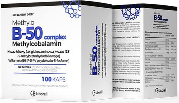 Вітаміни Laborell Methylo B50 Complex 100 капсул (5906660163374) - зображення 3