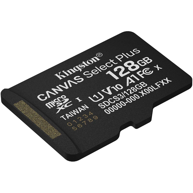 Карта памяти Kingston 128GB microSDXC class 10 UHS-I U3 V30 A1 Canvas Select Plus (SDCS3/128GB) - Фото 2 Карта памяти Kingston 128GB microSDXC class 10 UHS-I U3 V30 A1 Canvas Select Plus (SDCS3/128GB) - изображение 2