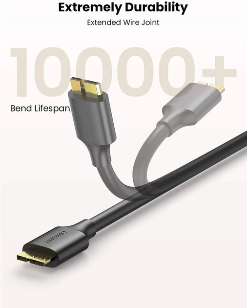 Кабель UGREEN US130 USB 3.0 A Male to Micro USB 3.0 Male Cable 2m (Black)(UGR-10843) - изображение 3