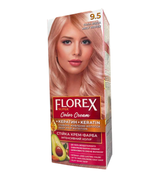 Крем-фарба для волосся стійка Florex Super 9,5 Тала вода - Фото 1 Крем-фарба для волосся стійка Florex Super 9,5 Тала вода - изображение 1