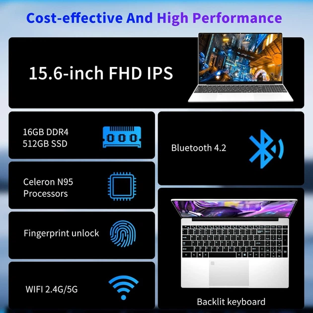 Ноутбук 15.6" Rovendex 50083 Intel Celeron N95 RAM 16GB SSD 512GB Windows 11 (UKR) - изображение 5