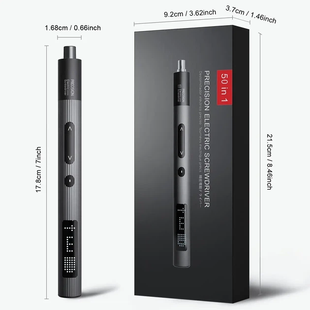 Электрическая отвертка 50 в 1 аккумуляторная с битами 48 шт, LED подсветка, USB-C - набор для ремонта телефонов, ноутбуков, электр - изображение 4