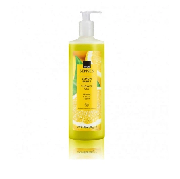 Увлажняющий гель для душа Avon Senses Цитрусовый заряд Lemon Burst Shower Gel с лимоном и базиликом Lemon & Basil Skent 720 мл - Фото 1 Увлажняющий гель для душа Avon Senses Цитрусовый заряд Lemon Burst Shower Gel с лимоном и базиликом Lemon & Basil Skent 720 мл - изображение 1
