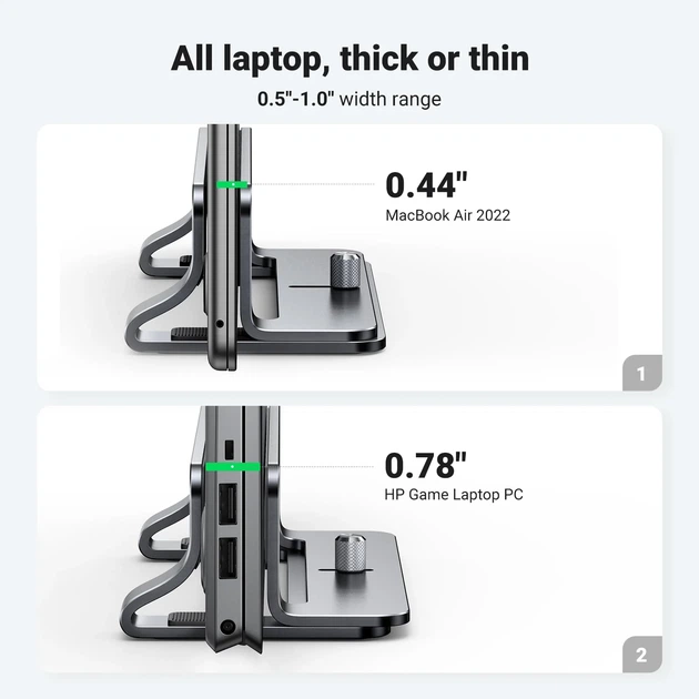 Настольная вертикальная подставка для ноутбука Ugreen LP258 Vertical Laptop Stand Gray (UGR-20471) - изображение 10