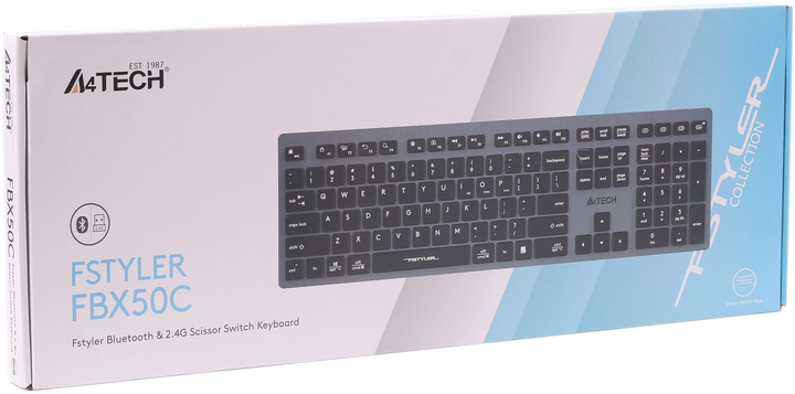 Клавіатура A4Tech FBX50C Wireless/Bluetooth Grey (4711421969697) - зображення 7