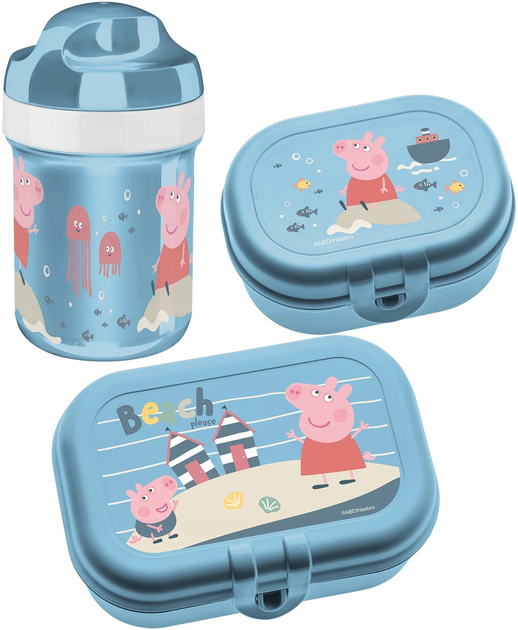 Набір Koziol Peppa Pig Waves To Go Ланч-бокс 2 шт + Пляшка для води 200 мл (4002942706237) - зображення 1