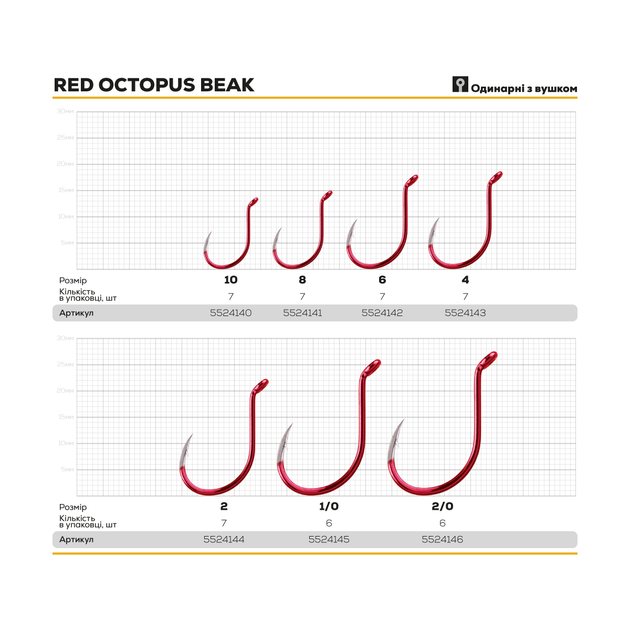 Крючок BKK Red Octopus Beak №2 (7шт) - Фото 2 Крючок BKK Red Octopus Beak №2 (7шт) - изображение 2