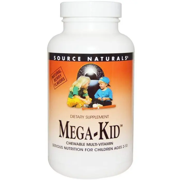Мультивітаміни для дітей Source Naturals Mega-Kid смак ягід, 120 жувальних таблеток