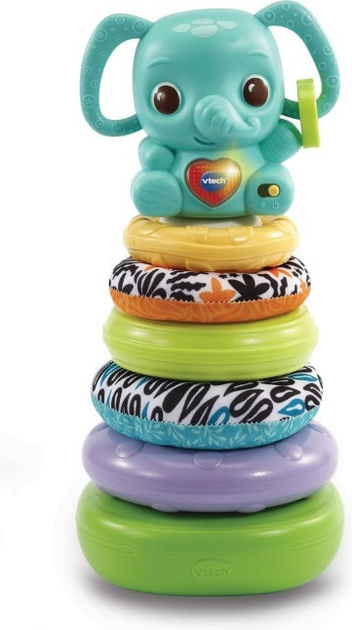 Interaktywna zabawka Vtech Stack Rattle and Link Elephant 80557503 (3417765575037) - obraz 2