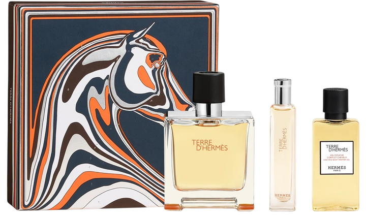 Zestaw męski Hermes Terre D’Hermes Woda perfumowana 75 ml + Miniatura Woda perfumowana 15 ml + Żel pod prysznic 40 ml (3346130018193) - obraz 1