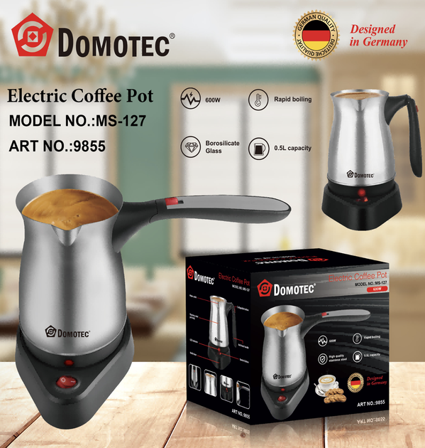 Кофеварка-турка Domotec MS-127, объем 500 мл, электрическая, черный/серебристый - изображение 6