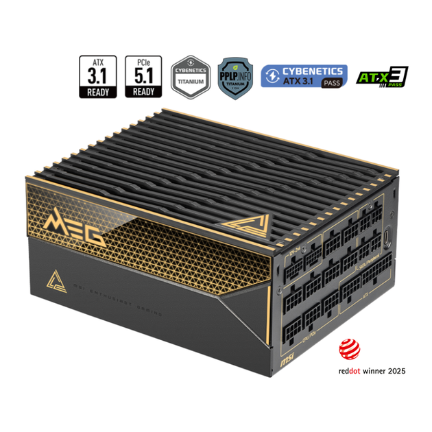 Блок питания для ПК MSI MEG Ai1600T PCIE5 1600W Черный ATX 3.1 80+ Titanium модульный 135 мм вентилятор (Ai1600T) - изображение 4