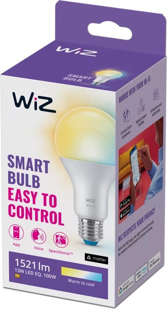Smart żarówka WIZ BLE 100W A67 E27 927-65 TW 1PF/6 (871869978617501) - obraz 2