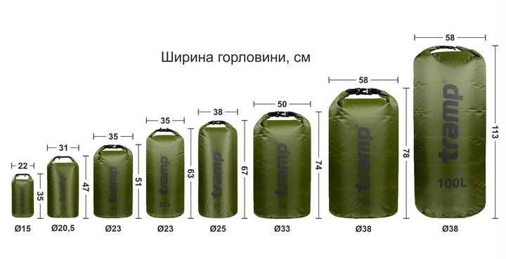 Гермомешок Tramp PVC Diamond Rip-Stop 10 л UTRA-111 Оливковый - изображение 2