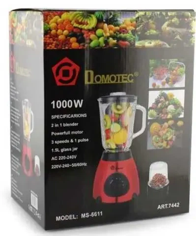 Блендер Domotec MS 6611 Красный 1000w 1000w 1.5л - изображение 3